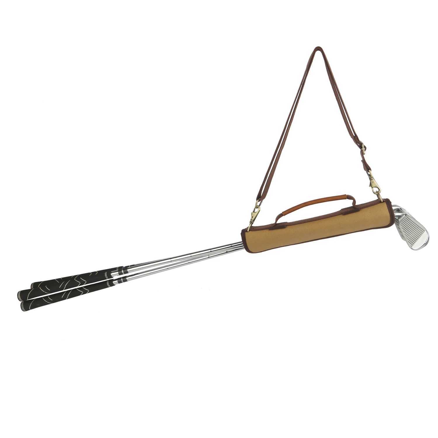 Tourbon Vintage Golf Club Carrier Holder Canvas Leather Golf Bag Padded Protection Clubs Driving Range Storage Sleeves Bag J251008