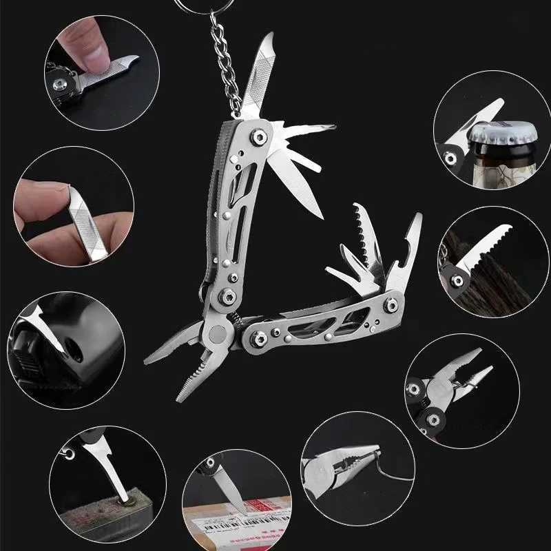 Mini Multifunction Knife Pliers Stainless Steel Pliers Mini Multitool Folding Hand Tools EDC Camping Outdoor Tactical Knife J251121
