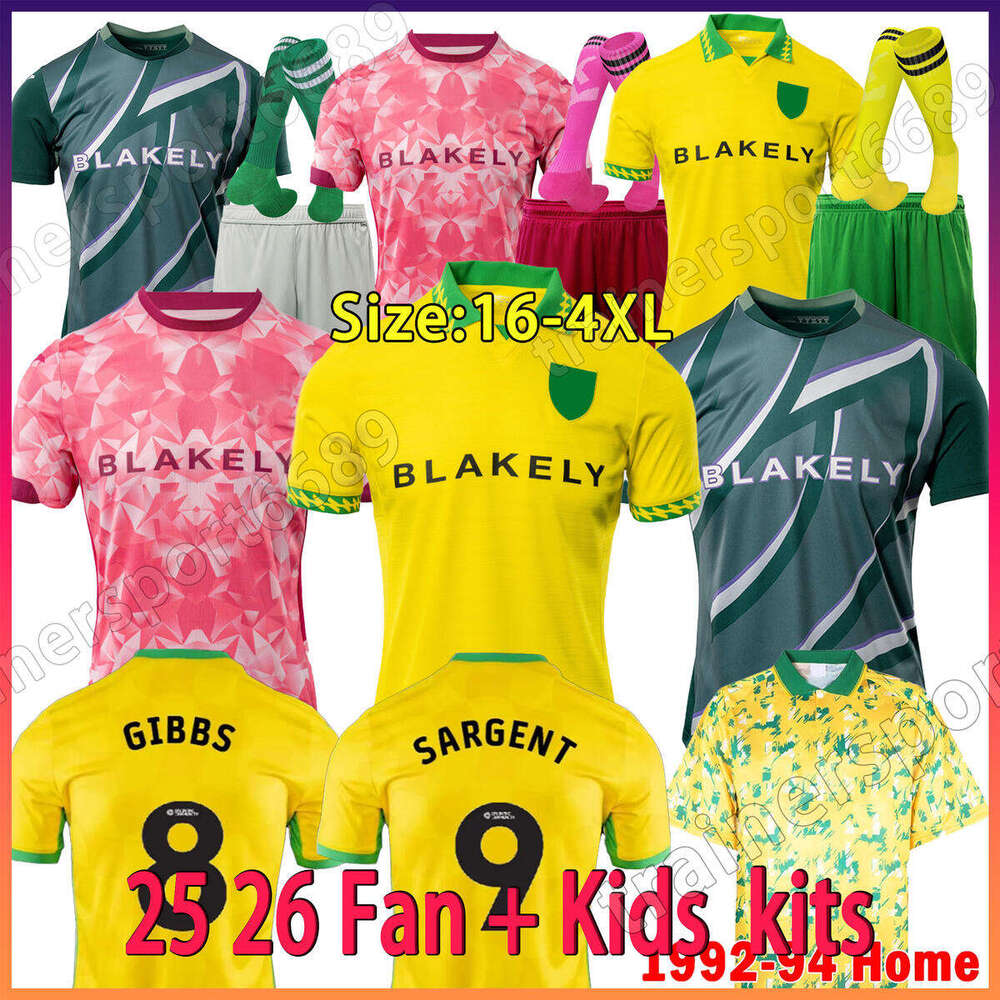 Norwich25 26 Soccer Jerseys 2025 26 Nor Yellow shirt PUKKI HUGILL RASHICA MCLEAN DOWELL BUENDIA TZOLIS SARGENT away third Men Kid kit football shirt socks