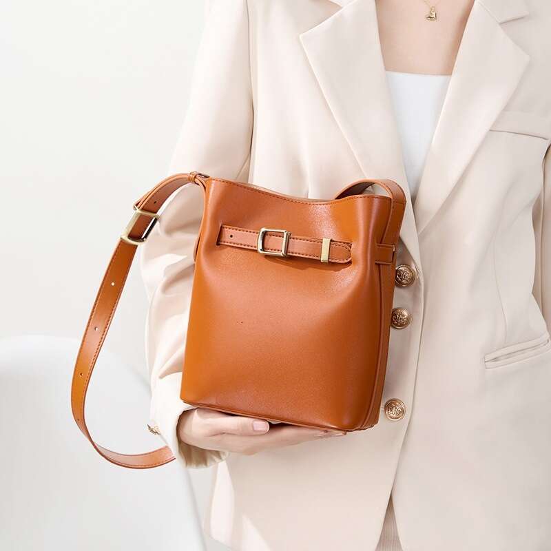 Luxury Bag Genuine Leather High End Bucket Top Layer Cowhide Women S Shoulder Crossbody Bag