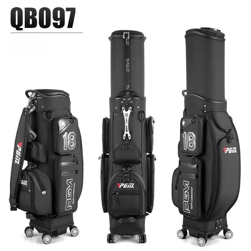 PGM Men Golf Bags Scalable Ball Cap Waterproof Nylon Large Capacity Accessory Hold 13pcs Clubs Golf pouch 4 Universal Wheel J251008