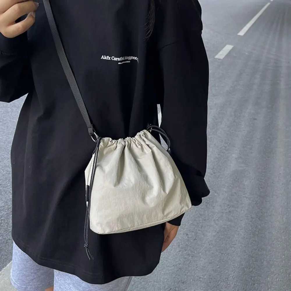 Simple Lightweight Drawstring Bag Commute Large Capacity Shoulder Bag Oxford Fashion Crossbody Bag BoysT251007