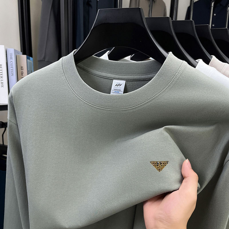 100% Cotton Men's Sweatshirt 2025 Autumn New Fashion Trendy Designer Hoodie Crew Polo Neck Solid Color Long Sleeve Base Designer Shirt Shirt T-sh