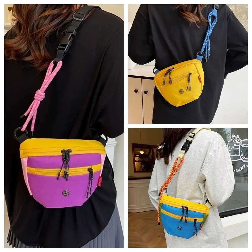 Japanese Style Color Contrast Phone Crossbody Bag Women Men Casual Sports Waist Bag Large Capacity Shoulder BagT251007