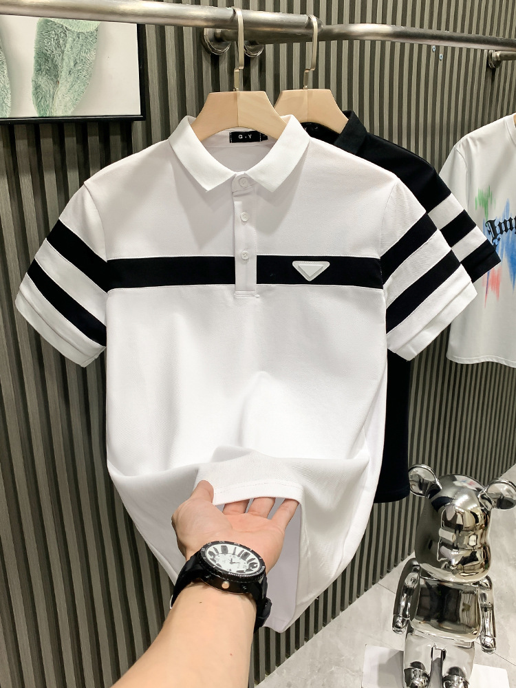 Men's Short Sleeve Polo Shirt 2025 Summer New Korean Style Designer Shirt Trendy Fashion High-end Feel Polo Turn-down Collar Casual Designer Hood