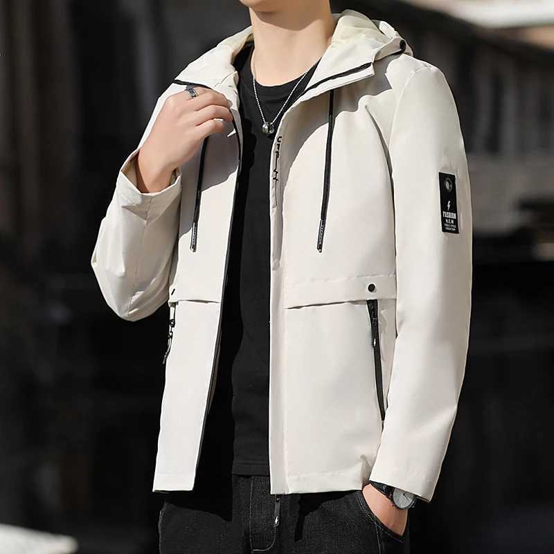 Autumn and winter hooded jacket mens thin outdoor windproof jacket slim fit and fashionable jacket J251008