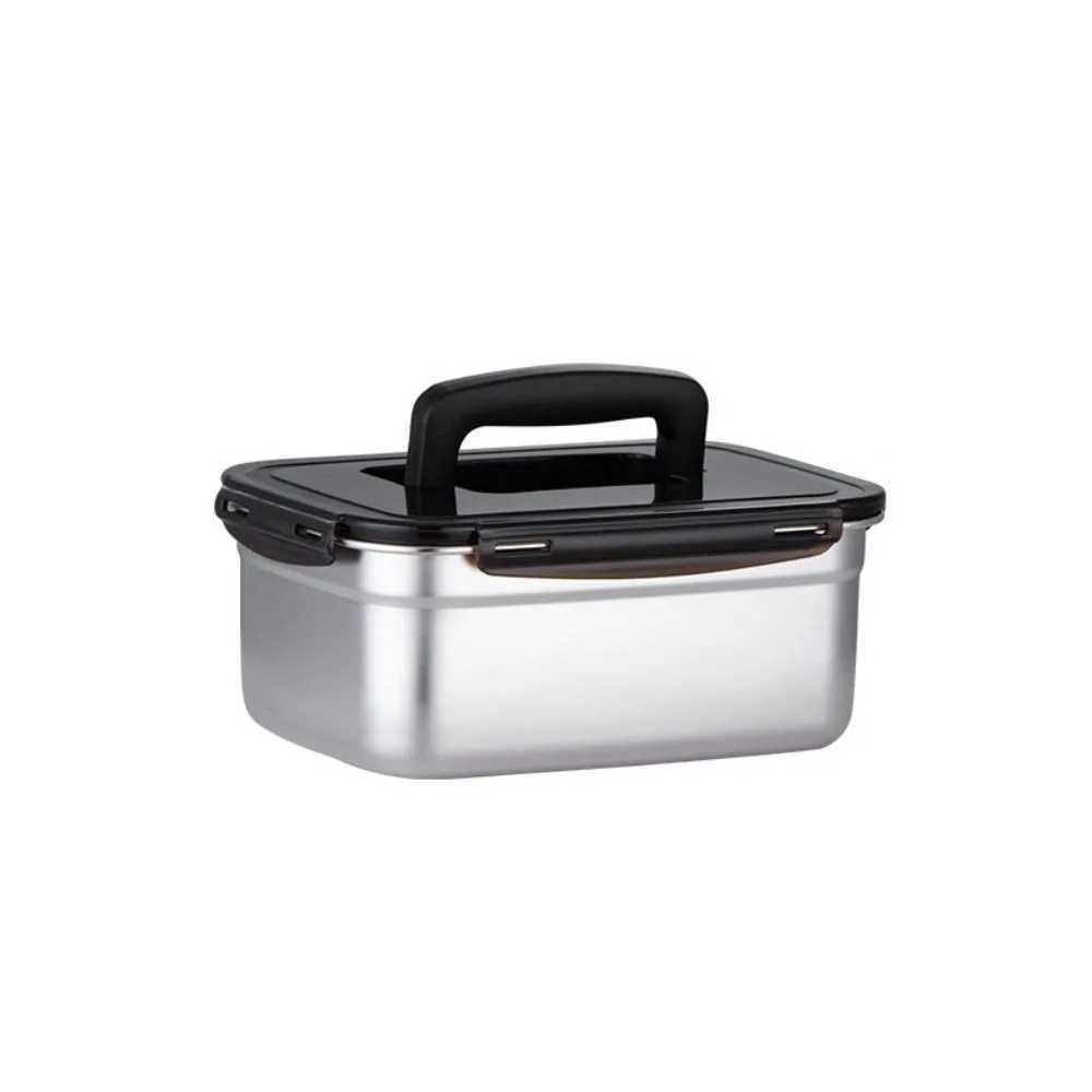 with Handle Stainless Steel Crisper Sealed Large Capacity Freshkeeping Box Rectangular Korean Pickle Box Picnic C251008