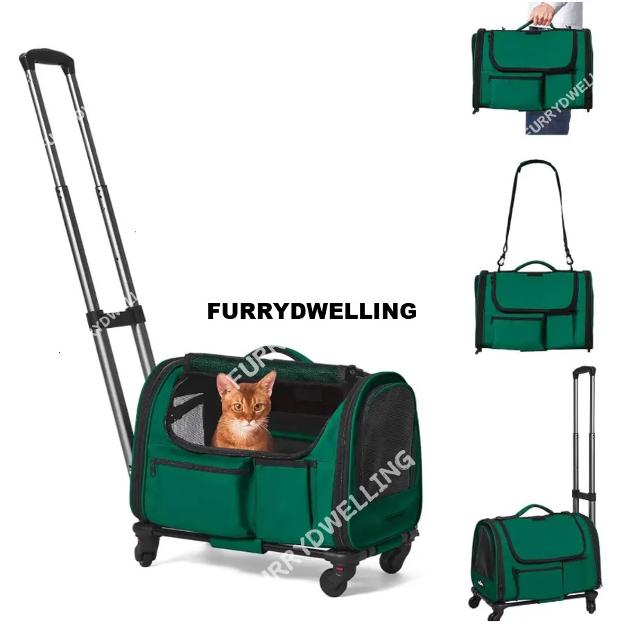 Durable Wheel-Equipped Animal Transport Dwe74 Tote - Ideal For Carrying 2 Cats Or Dogs Under 30Lbs Easily During Travels