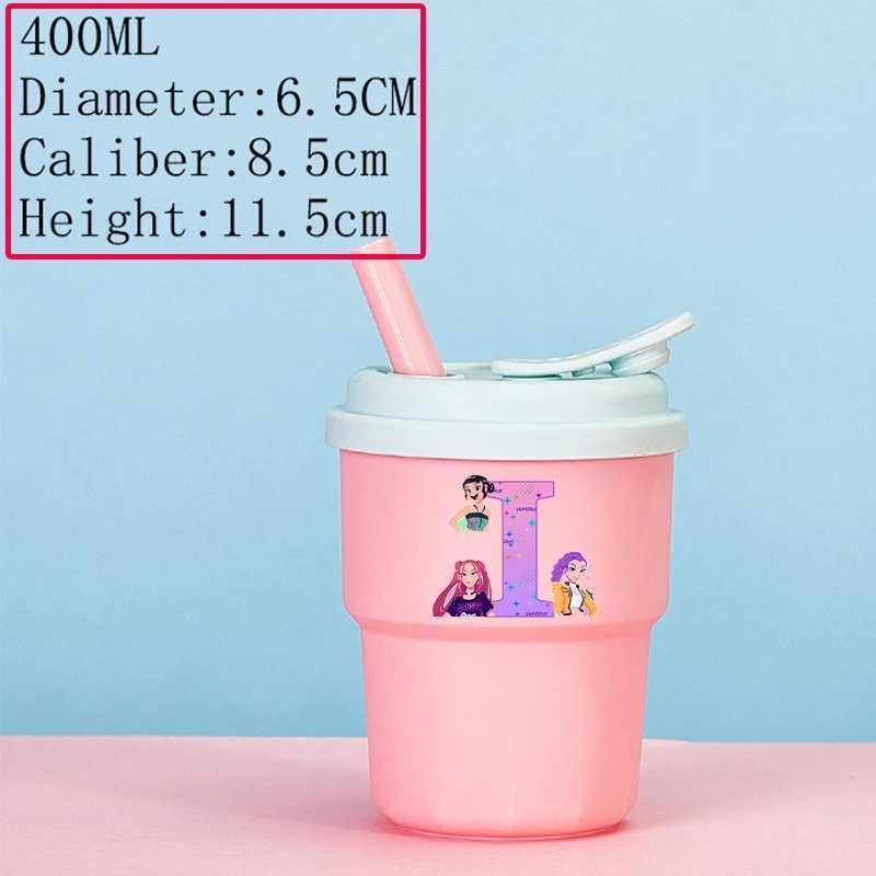 Kpop Demon Hunters Silicone Water Cup for Boys Girls Cartoon Letter AZ Printed Cups Students Fashion Sports Water Bottle Gifts C251008