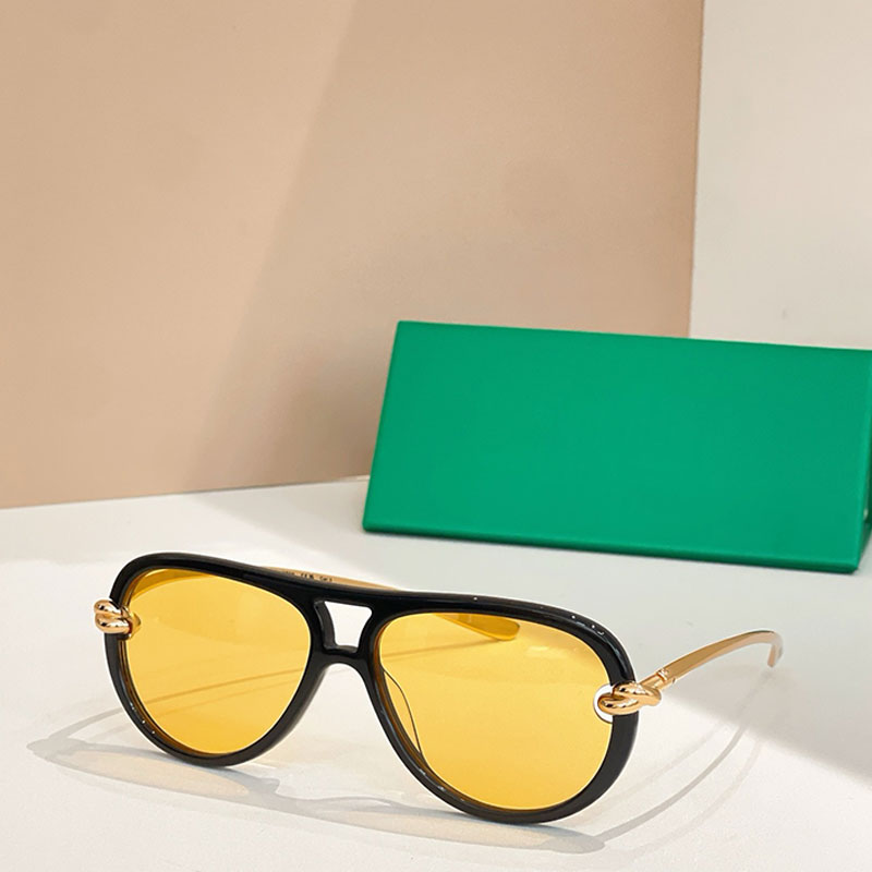 Designer Knot Aviator Sunglasses Womens Acetate Frame Metal Legs Lens Mesh Design Retro Outdoor Driving Style UV Protection 1418S