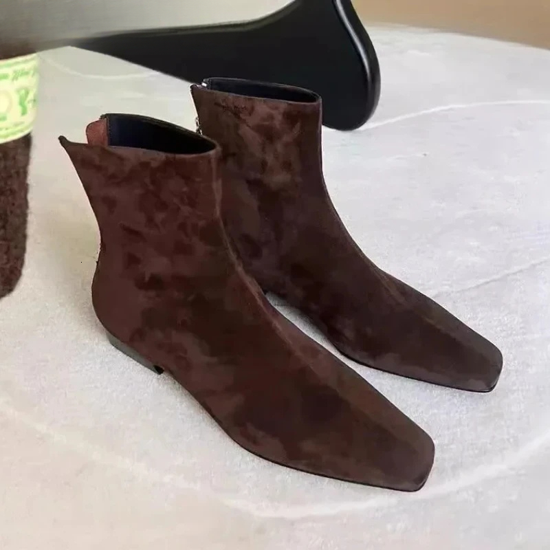 Suede Ankle Boots for Women Flats Elegant Shoes Woman 2024 Trend Winter Goth Gladiator Casual Snow Motorcycle Botas De Mujer ddmypanda