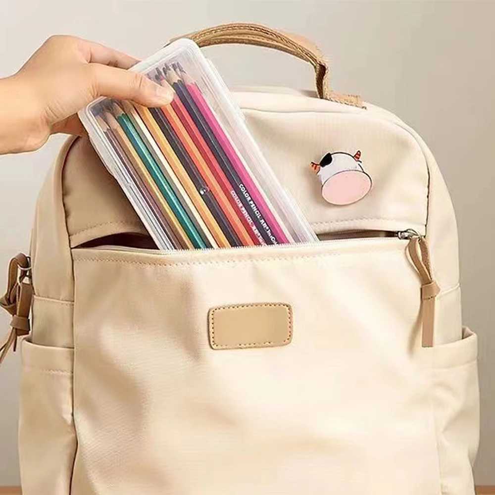 1PC Storage box Transparent stationery pen Childrens crayon pen bag Desktop storage and clutter C251008