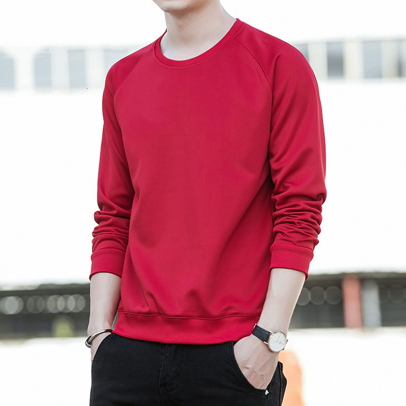 Round Neck Sweatshirt Men's Spring And Autumn Youth Designer Hoodie Korean Version Slim Thin Long Sleeve T-shirt Solid Color Pullover Top Designer Shirt Base Shirt