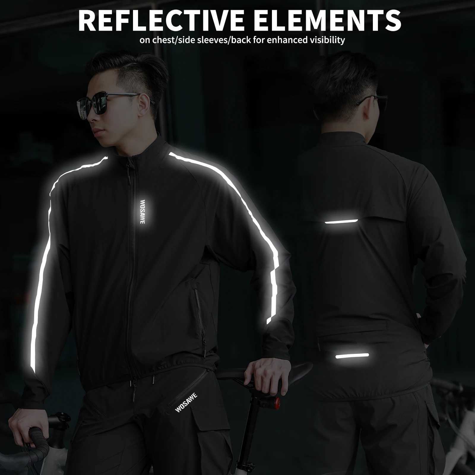 WOSAWE Lightweight MTB Bicycle Jacket Waterrepellent Cycling Windbreaker with Adjustable Sleeveless Vest Breathable Wind Coat J251008