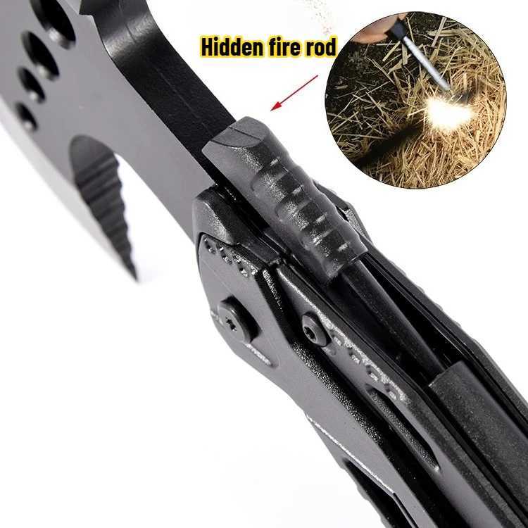 New High Quality Outdoor Multi Functional Camping Hiking Axe Pliers Camping Fire Folding Hammer Portable Life Saving EDC Tool J251121