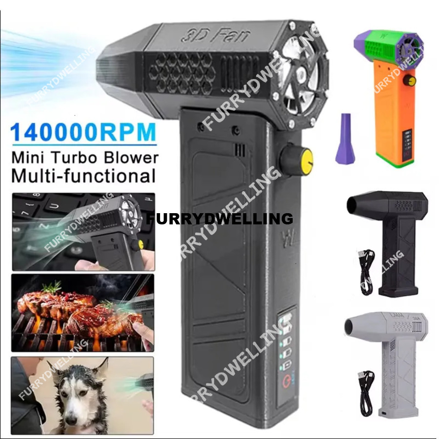 Air Blower 140000Rpm Turbo Jet Brushless Motor Handheld Duct Fan 52M/S Portable Type-C Dwe74 Charging With Power Display Ventilado