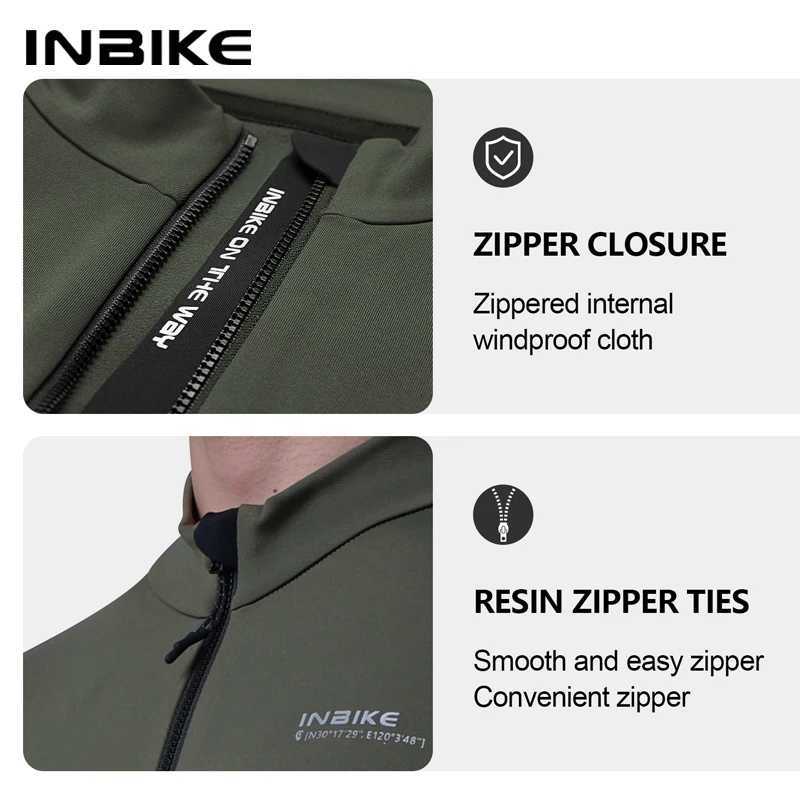 INIBKE Long Sleeved Mens Cycling Jersey Winter Fleece Bicycle Jersey Bike Riding Clothing Reflective Full Zipper 3 Rear Pockets J251008