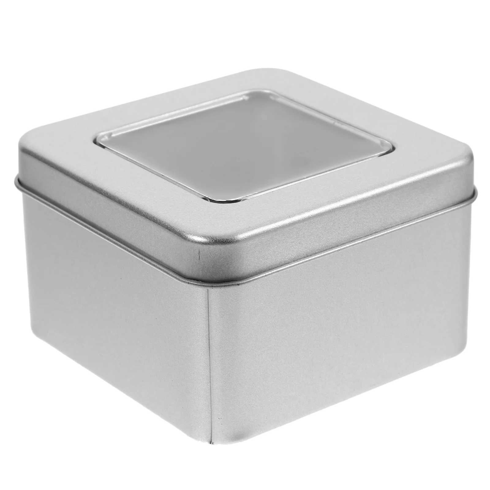 Square Empty Tin Metal Capacity Storage for Tea Spices Crafts Gift Packing Favor Clear Tin C251008