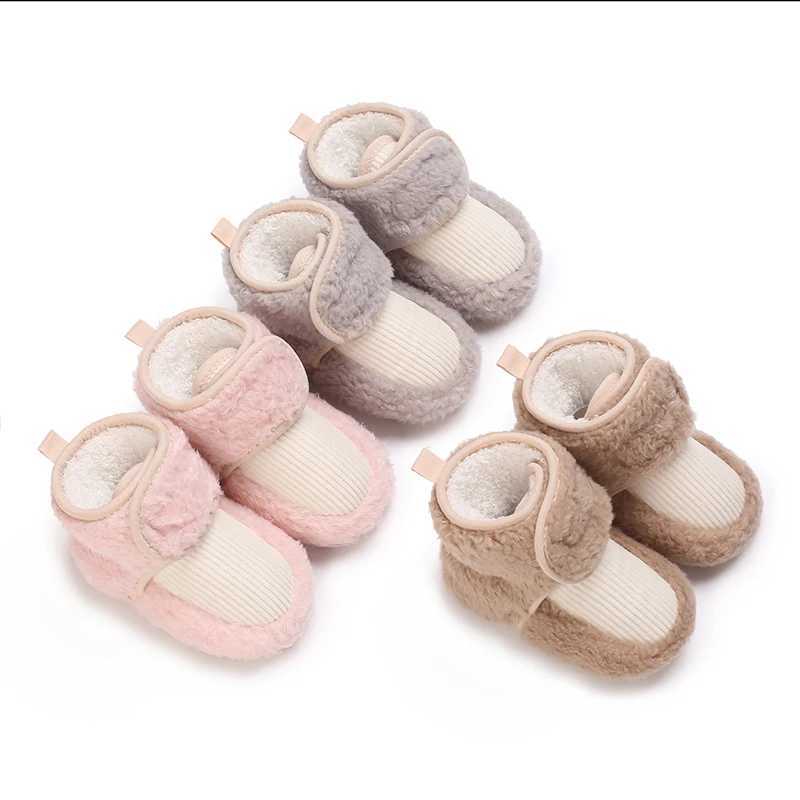 Newborn Baby Autumn And Winter Shoes With Plush Insulation Soft Sole For Learning To Walk Cotton Shoes That Wont Fall Off C251008