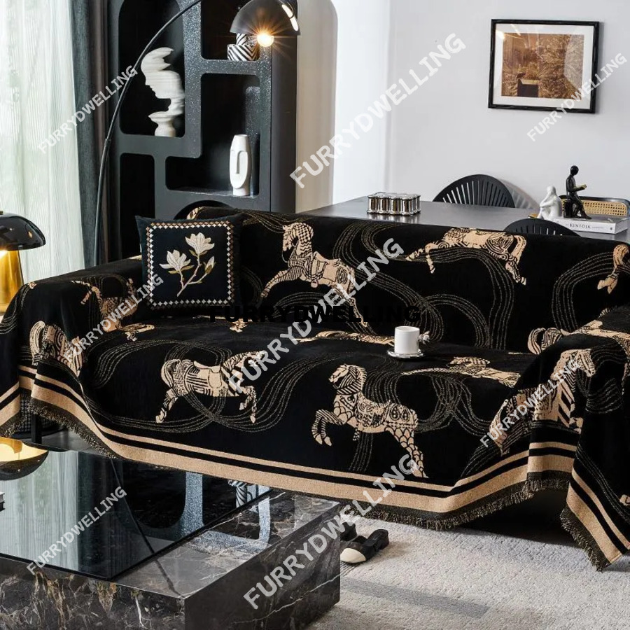 Designer Horse Print Classic Camellia Orange Office Rest Sofa Decoration Blanket Dwe74 Couch Cushion