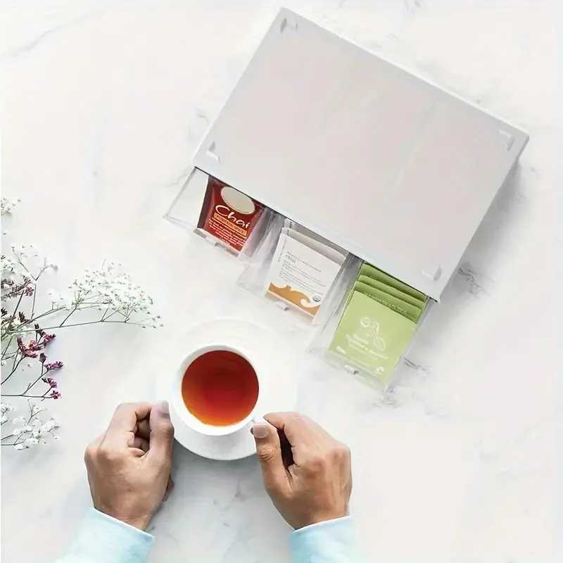 1 drawer tea bag storage box Kitchen storage drawer basket cabinet countertop storage box Coffee tea sugar storage supplies C251008