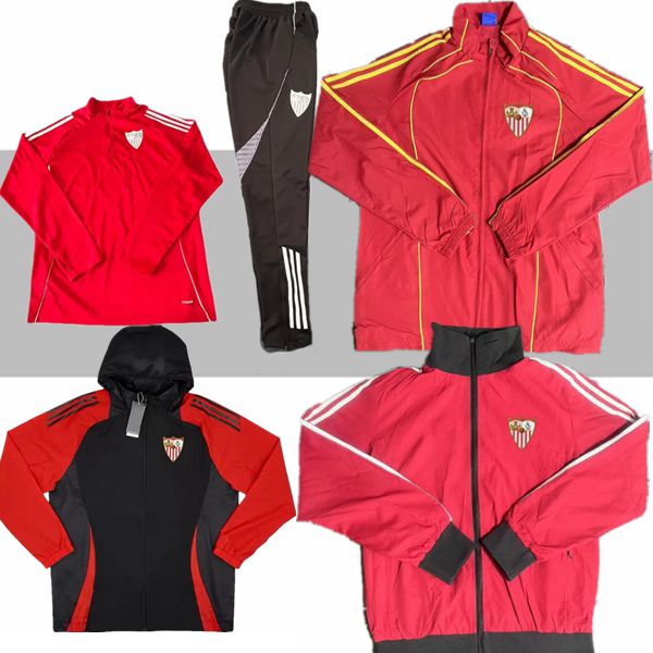 2025 2026 windbreaker half zipper Sevilla kids and adult tracksuit jacket soccer jersey 25 26 tracksuit training Half pull long sleeve LONG zipper sets kit 889