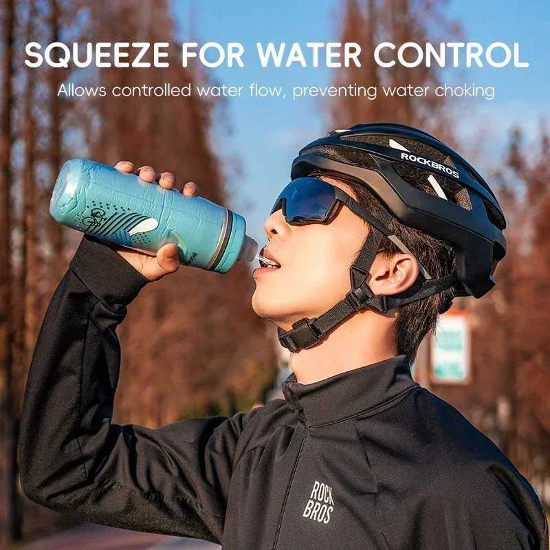 ROCKBROS Cycling Water Bottle Cold Water Insulated Thermal Silicone Bottle Fitness Outdoor Bicycle Portable 620ml Water Kettle C251008