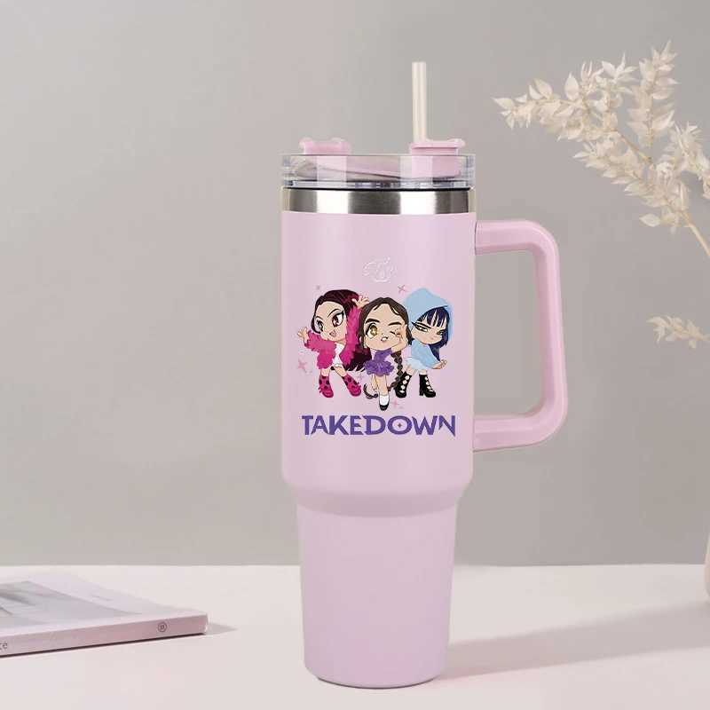 1000ml Kpop Demon Hunters Stainless Steel Insulated Cup Anime Fashion Large Capacity Water Cups Students Portable Water Bottle C251008