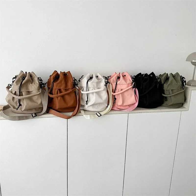 Women Tote Bag Shoulder Bag Nylon Waterproof Large Capacity Handbag Drawstring Crossbody BagT251007