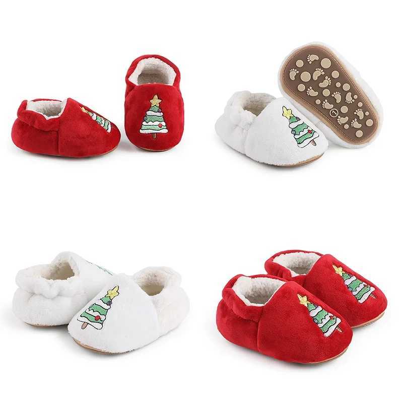 Baby Nonslip Floor Shoes Cute Infant Baby Warm Slipper With Soft Sole Infant Toddler Christmas Tree Printed Walking Shoes 018M C251008