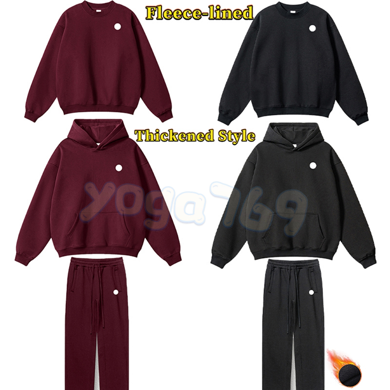 Yoga Fleece-lined hoodies CREW NECK PULLOVER Outfit Warm Sweatshirts Silver on chest Loose Sweatwear Winter Hoodie Unisex Casual Top Fashion Outwear Jackets