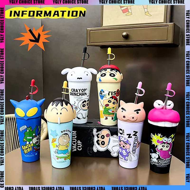 Kawaii Crayon Shinchan Thermos Mug Food Grade Material Stainless Steel Mug Easy to Carry Cartoon Childrens Straw Mug Gifts C251008