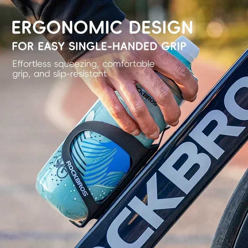 ROCKBROS Cycling Water Bottle Cold Water Insulated Thermal Silicone Bottle Fitness Outdoor Bicycle Portable 620ml Water Kettle C251008