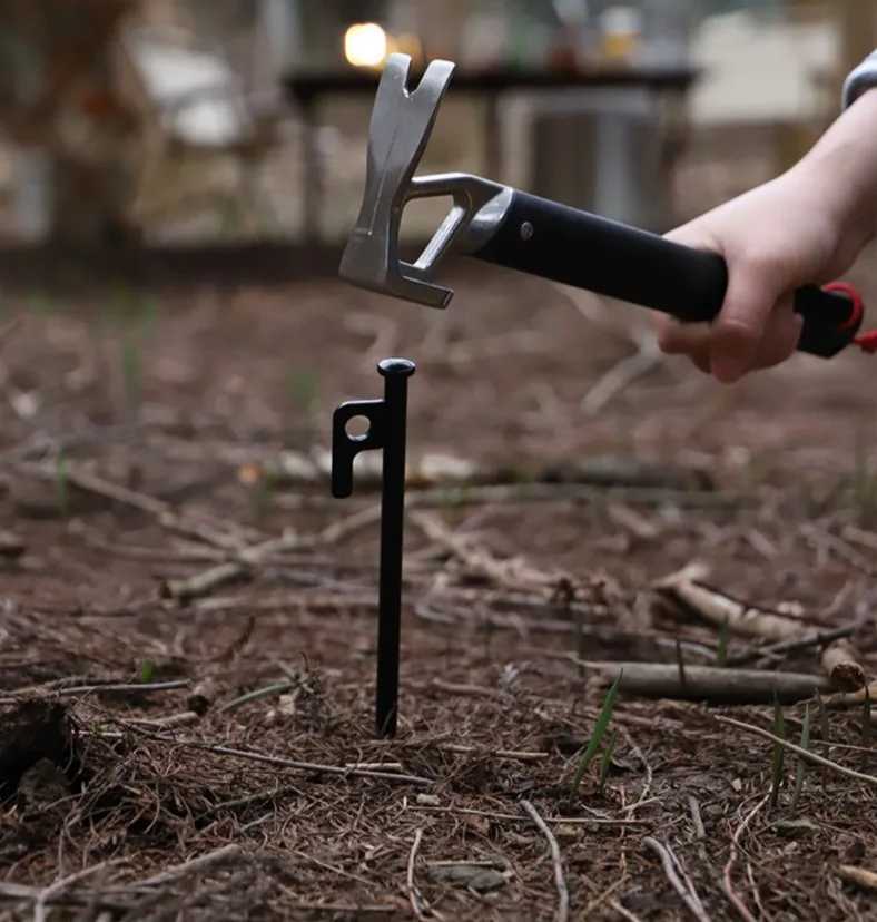 Outdoor Aluminum Hammer Ultralight Portable with Stake Puller Outdoor Camping Hammer Tent Household Nail Pulling Hammer J251121