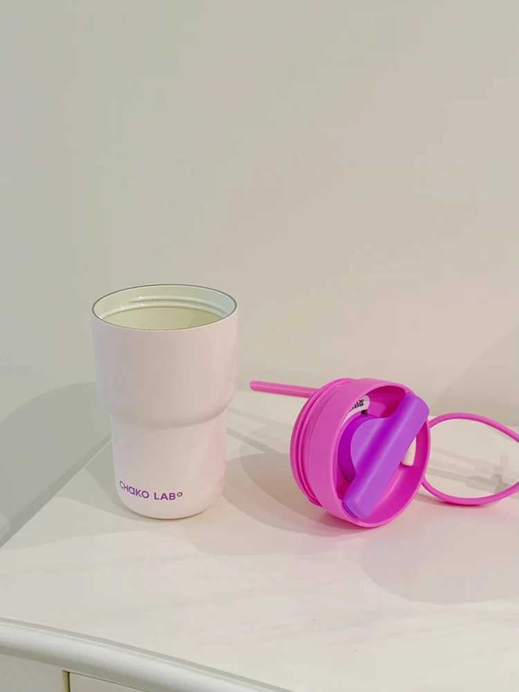 Chakolab 530ML Thermos Cup With Ceramic Inner Pot Straw Coffee Cup Portable Outdoor Camping Water Glasss Birthday Gifts C251008