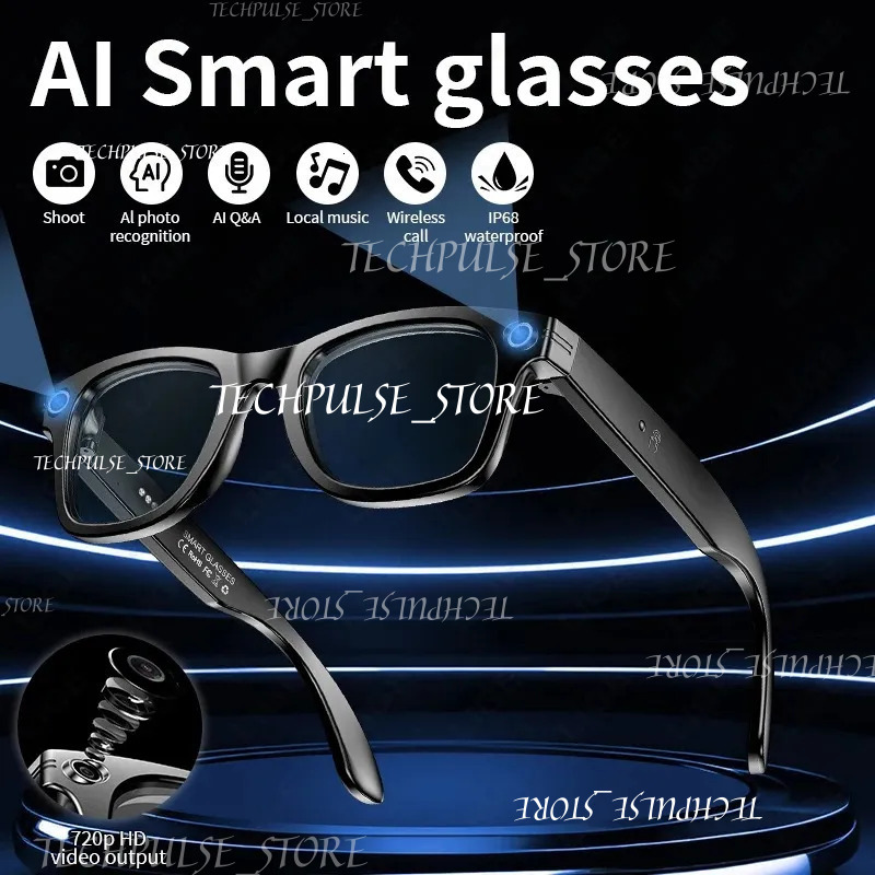 Smart Recording Videos AI Photo Recognition Answer Translation 260Mah Large Battery Ip65 Waterproof Bluetooth Glasses Mini tech73 Camera Video Recorder