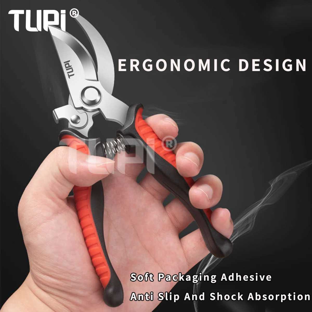 TUPI Pruner Garden Shear Professional Bypass Pruning Scissors for Tree Trimming Sharp Durable Steel with Ergonomic NonSlip Grip J251121