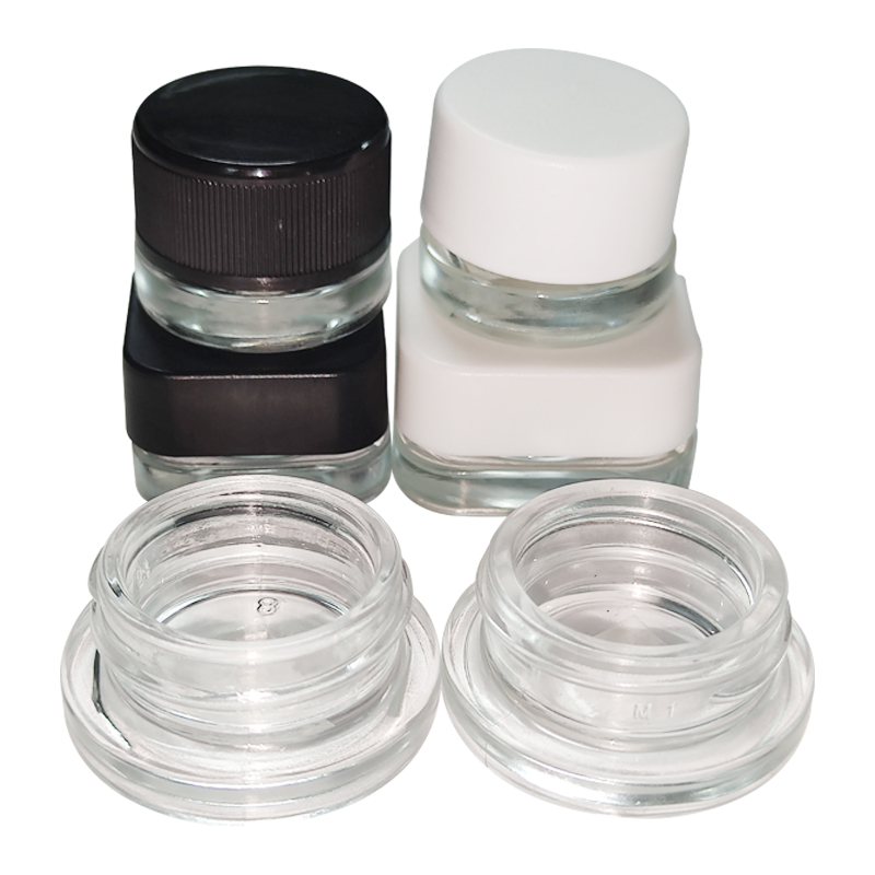 CN Glass Jars Food Grape Child Proof Custom Size Storage Container Black White Lid Wholesale Low MOQ Screw Clear Jar Packaging
