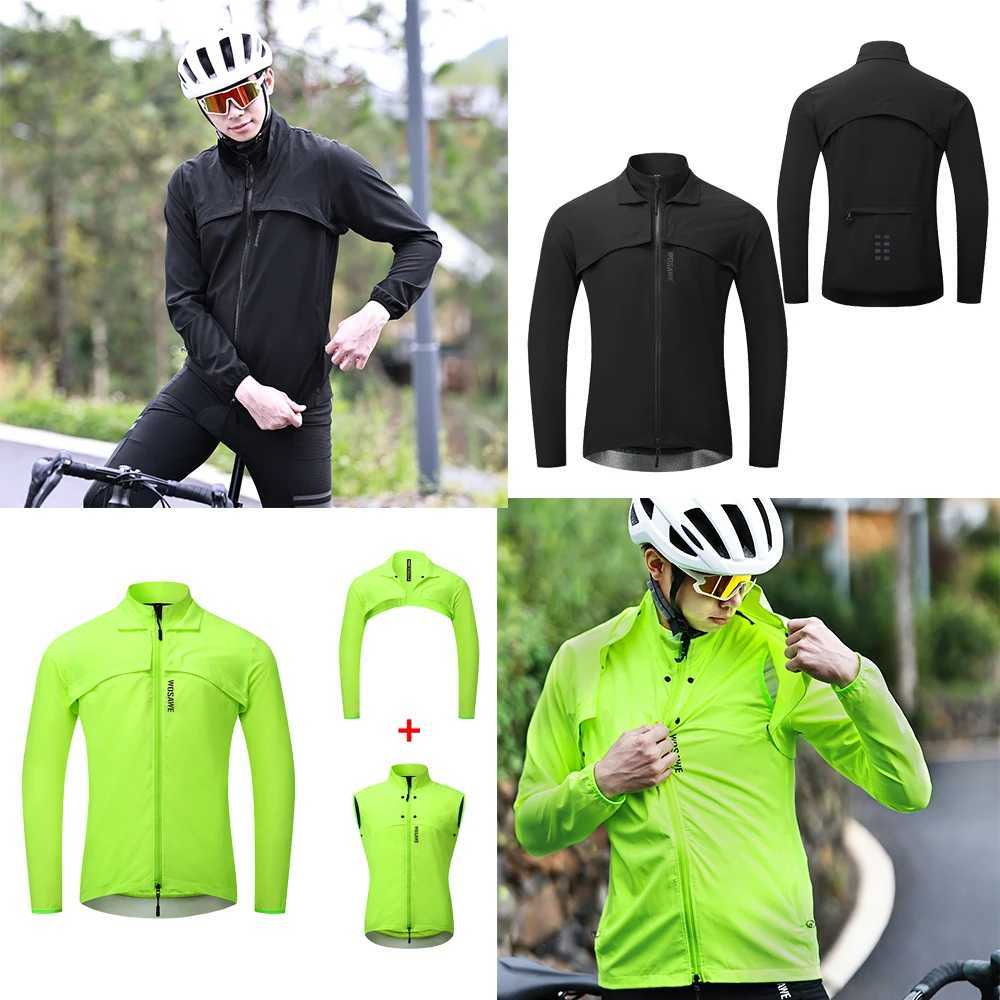 WOSAWE Lightweight MTB Bicycle Jacket Waterrepellent Cycling Windbreaker with Adjustable Sleeveless Vest Breathable Wind Coat J251008