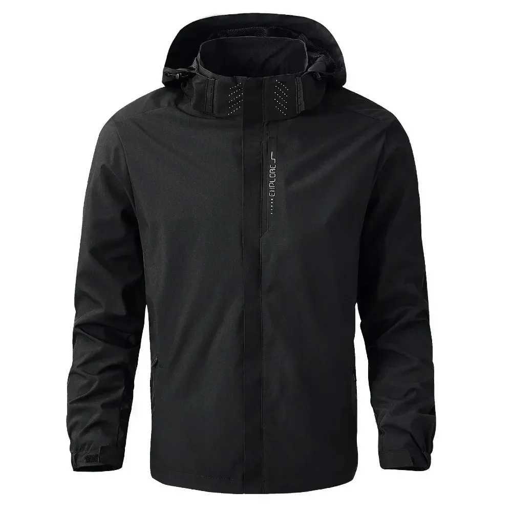 Outdoor Waterproof Windbreaker Mens 2024 Autumn New Casual Sports Lightweight Hooded Raincoat Men Loose Work Fishing Jacket J251008