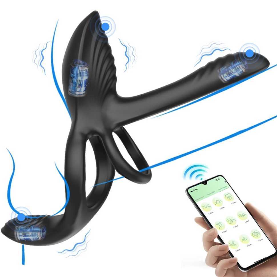 Long Tongue Cock Sleeve Ring Vibrator for Men Penis Massager 10 Frequency Clitoral Anal Stimulation Erotic Sex Toys for Couples