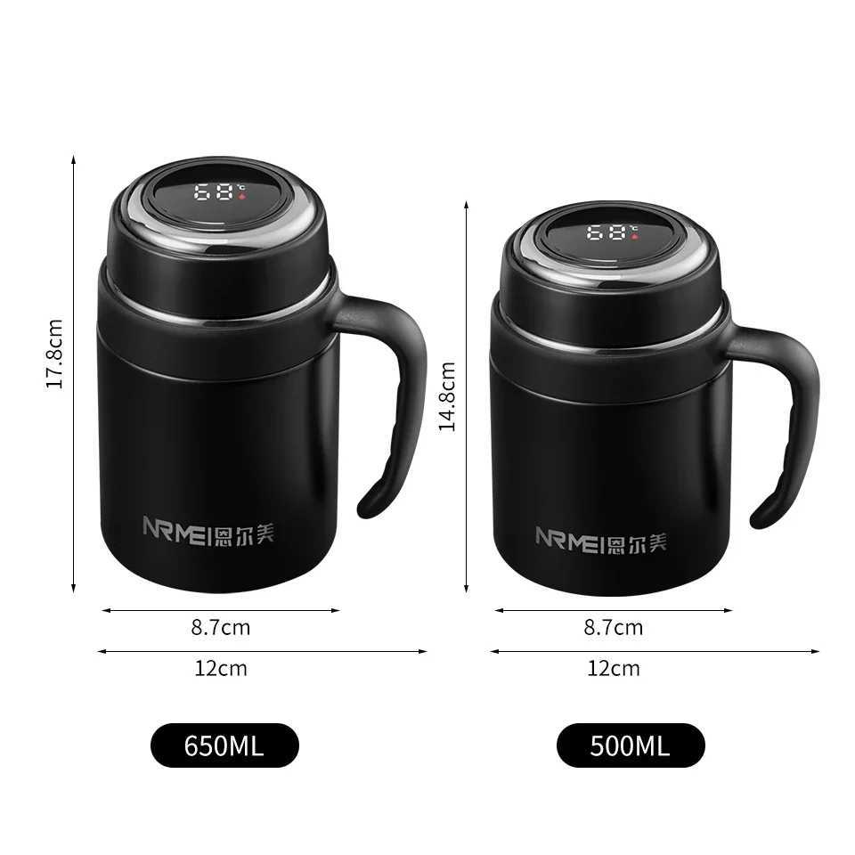 500650ml Digital Display Thermos Cup with Tea Infuser Premium Stainless Steel Vacuum Flasks Portable Handgrip Tea Mugs C251008