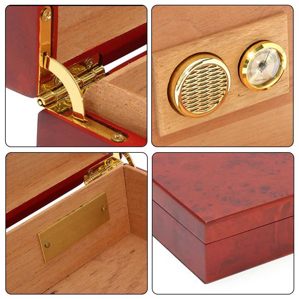20 Count Cigar Humidor Box Wood Lined Portable Smoking Accessories Humidor Humidifier With Hygrometer Case Moisturizing Device Y251008