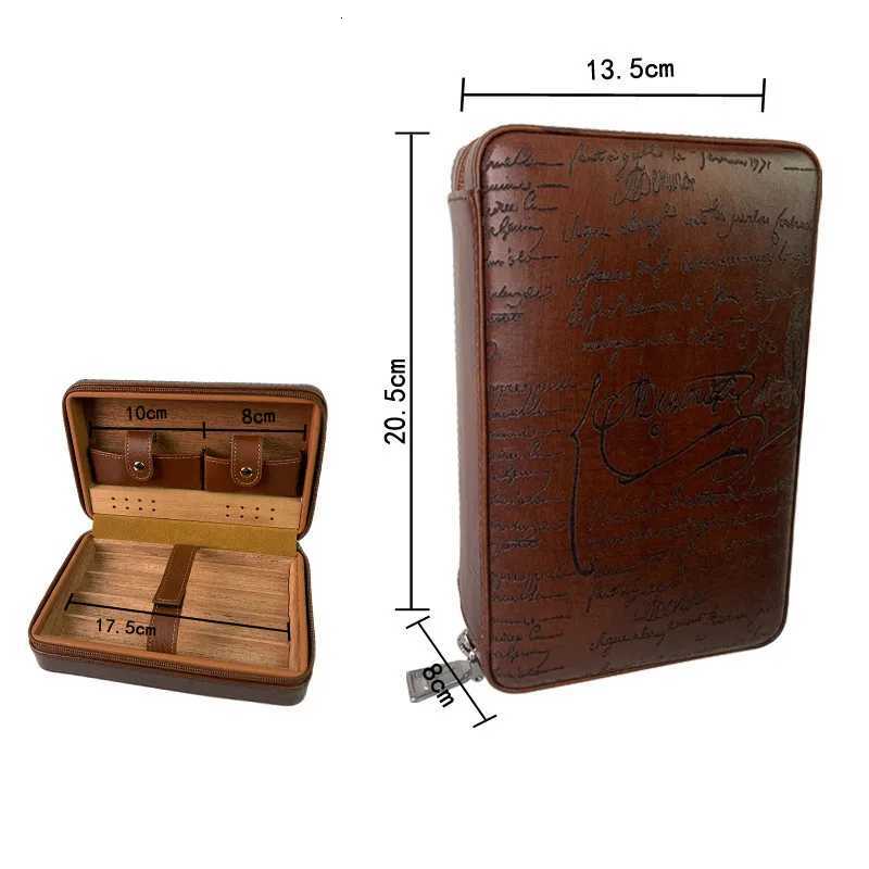 Portable Humidor Cigar Box Travel Cigar Case Leather Cedar Wood Smoking Accessories Y251008