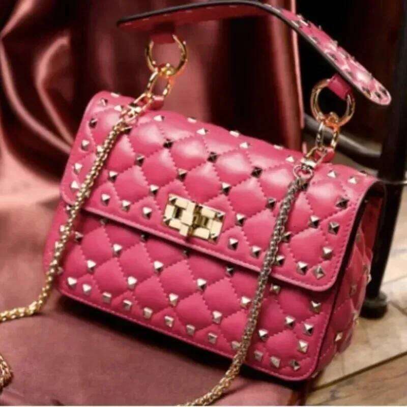 Designer Bags New Fashion Women Sheepskin Leather Rivet Handbags Chain Bag Designer Shoulder Woman Messenger Bags Hot Selling