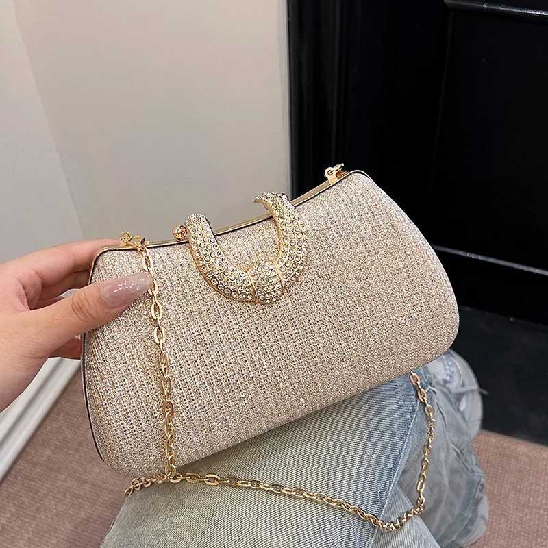 Fashion Celebrity Dinner Bag Sparkling Small Bag Womens 2024 New Style Versatile Chain Bag Single Shoulder Diagonal Straddle BaT251007