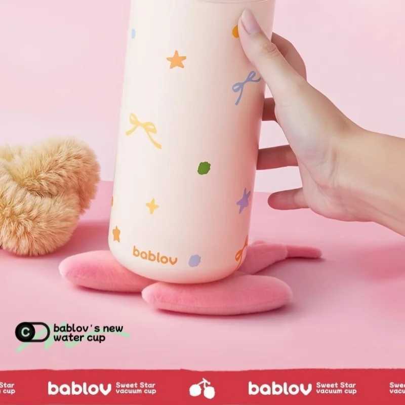 Bablov Thermos Cup Doublelayer Cold Insulation Straw Cup Stainless Steel Vacuum Flask High Borosilicate Glass Liner Coffee Cup C251008