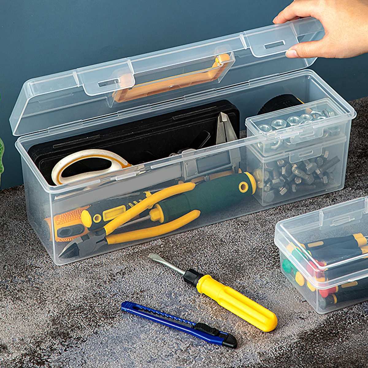 WORTHBUY Transparent Tool Storage Box With Handle Portable Sealed Dustproof Tools Storage Organizer Multifunctional Tool Case C251008