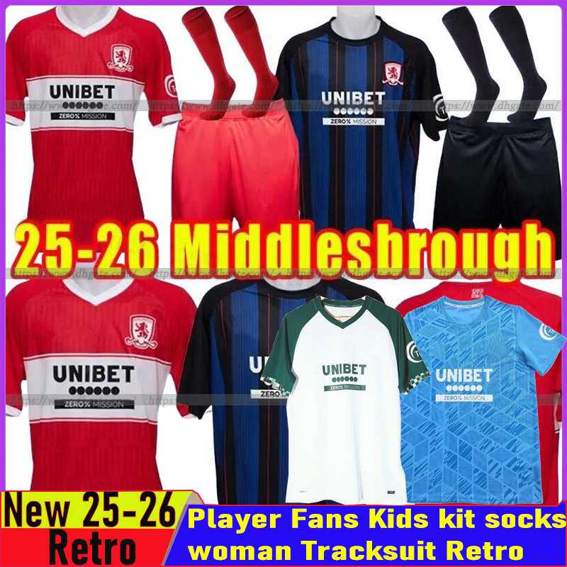 boro 25 26 Middlesbrough Soccer Jerseys 2025 2026 Tavernier Payero Howson FRY FORSS LENIHAN Football Shirt Uniforms Men Kids Kits uniforms S-4XL boro football kit