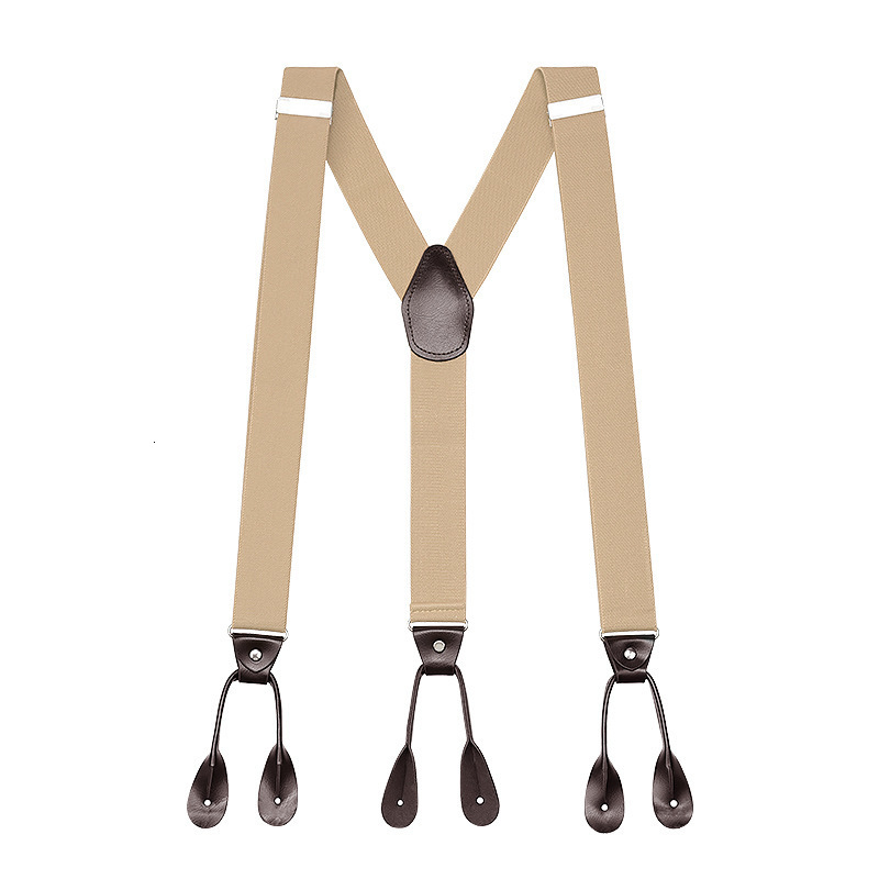 Suspenders Width Suspenders For Men Brown PU Synthetic Leather Trimmed Button Y Back Men Fashion Suspenders Pant Braces Dad Gift 230717